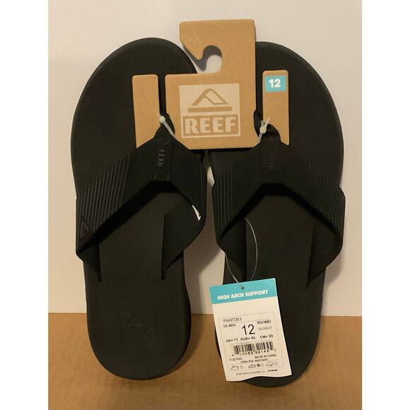Reef Phantom II High Arch Support Flip-flops Sandals Black Size 12 New with Tag - Picture 1 of 6